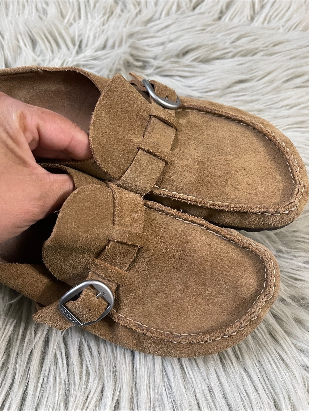 Birkenstock Women's Suede Buckle Clog - Brown - Picture 3 of 5